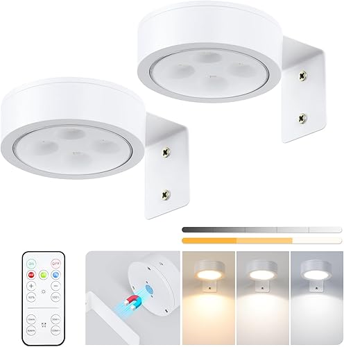 Miniatura 32 de Paquete de 2 luces de imagen a pilas con control remoto, luces de pintura LED, luz regulable y temporizador, luz de exhibición de arte para marcos