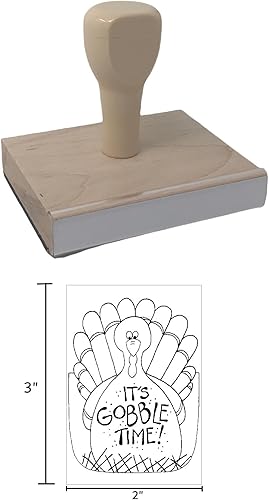 Miniatura 4 de Sello de goma de pavo de noviembre, sello de madera 3 x 2