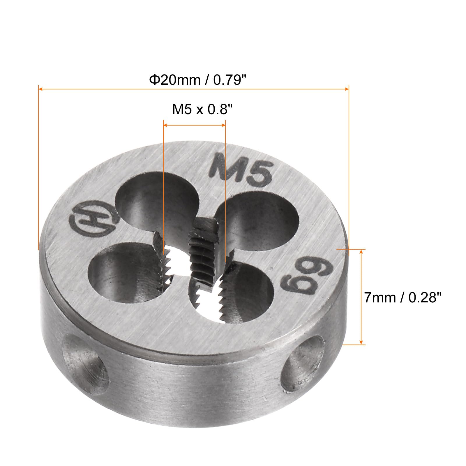 QUARKZMAN Filière Ronde M5 X 0.8 – Acier Rapide HSS, Filetage Métrique Droit Précis Pour Réparation Vis & Filets