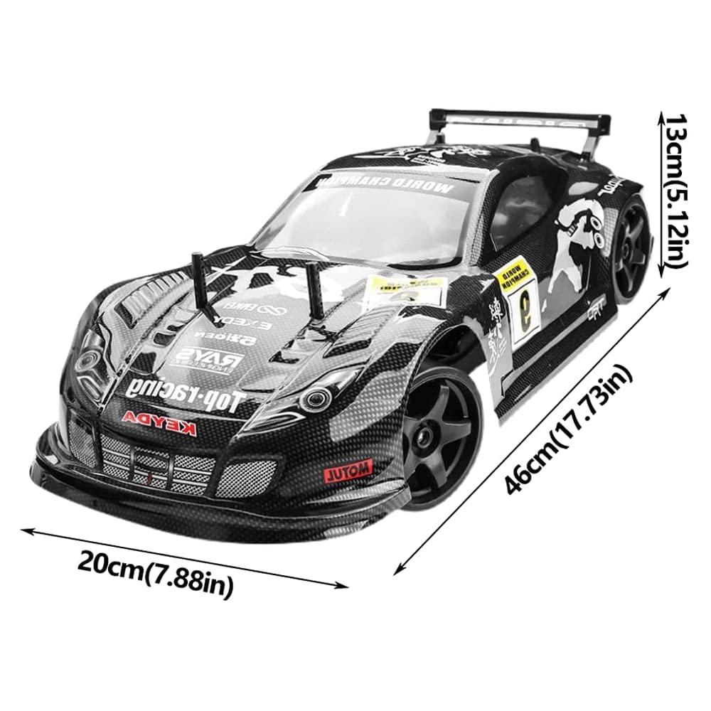 WOLWES Gara di derapata ad alta velocità a 70 km/h, auto telecomandata elettrica ricaricabile a grandezza naturale da 2,4 GHz in scala 1/10, auto telecomandata fuoristrada 4WD, con due batterie, regal