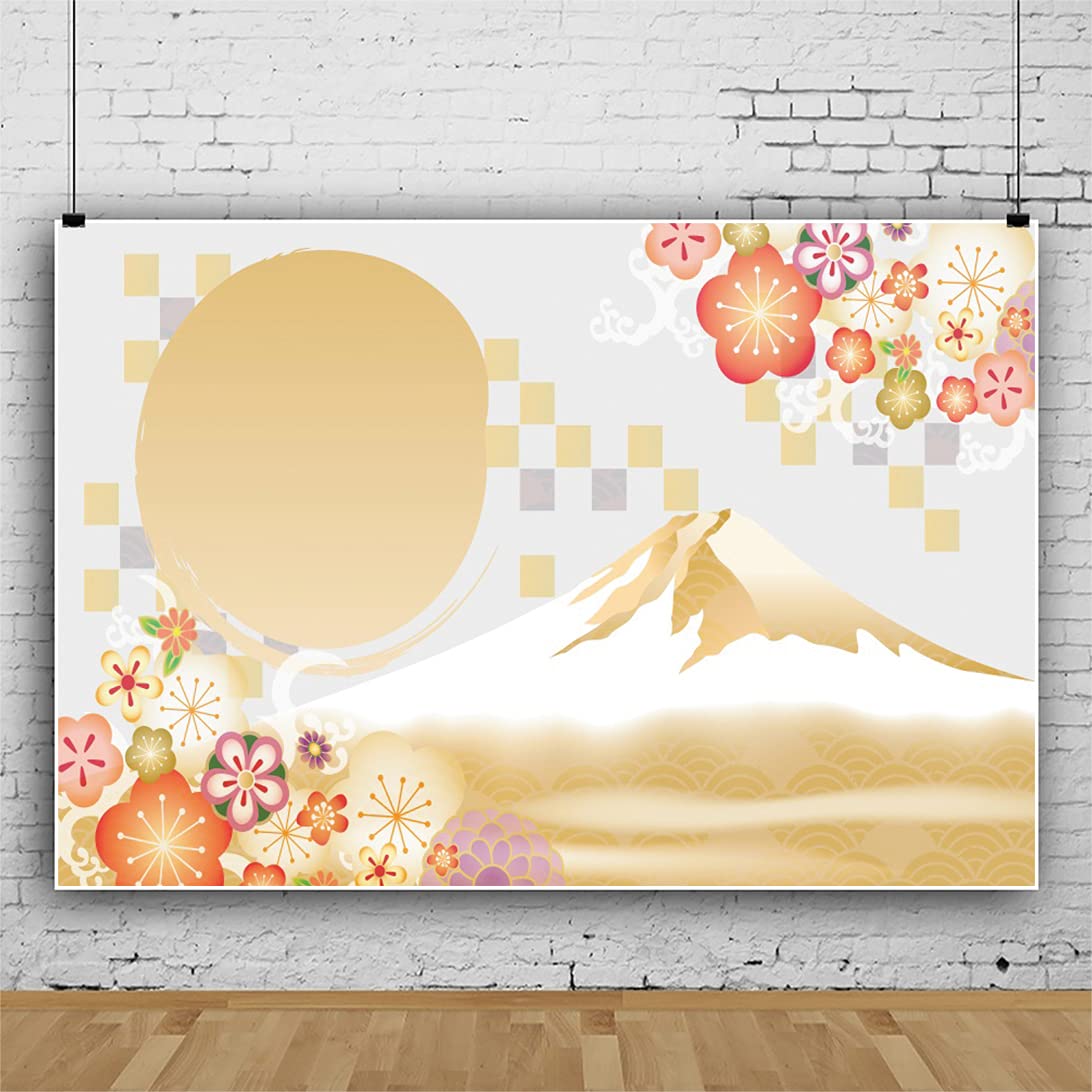 Amazon.co.jp: Qinunipoto 背景布 和風 正月 元旦 新年 花柄の背景