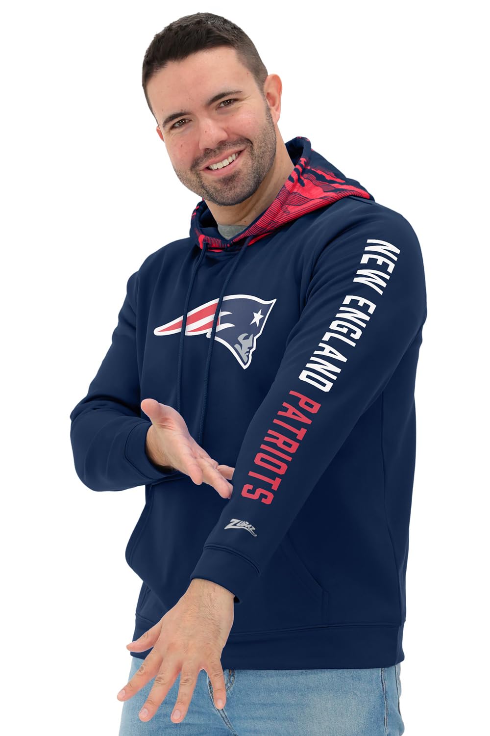 Zubaz NFL Football Men's Solid Team Hoodie with Camo Lined Hood and Sleeve Graphic — view 54
