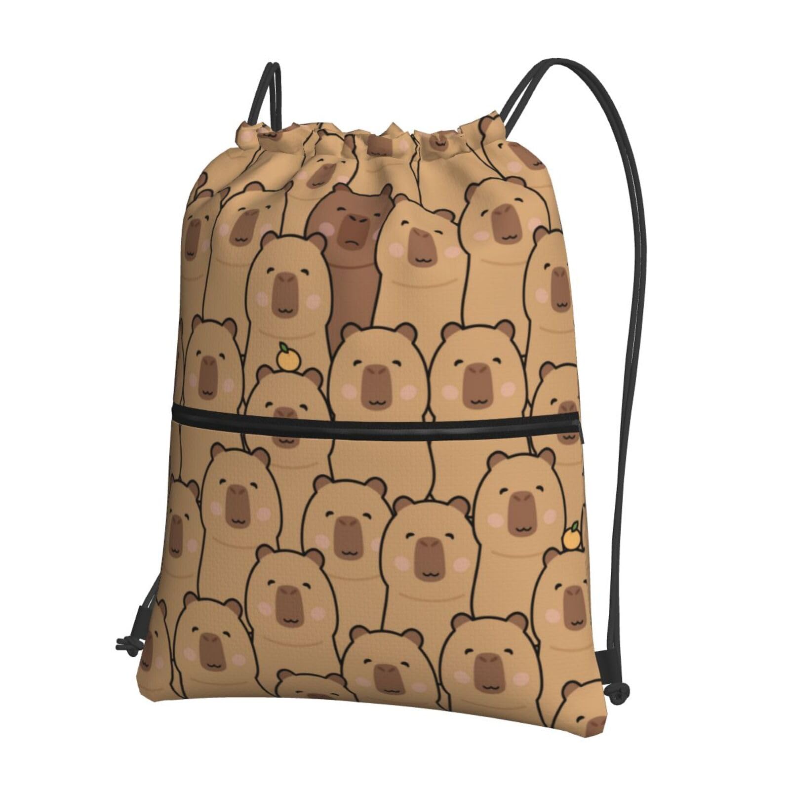 Smazdfxx Unisex As Pic Funny Cute Capybaras With Orange Gym Drawstring Bags Backpack For Women Men