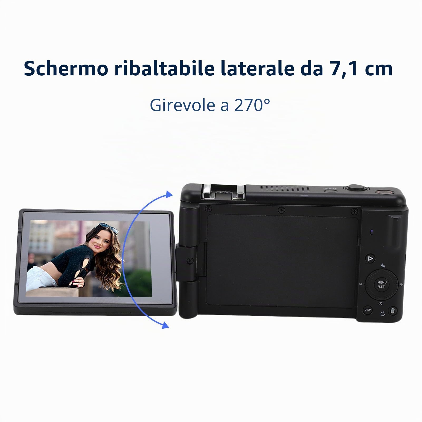 Fotocamera Digitale 5K con WiFi, 80MP HD Zoom 18X Messa a Fuoco Automatica 180 Gradi 2.8 Pollici Flip Screen Vlogging Telecamere, Giroscopio a 5 Assi Anti Shake Supporto Fino a (Nero)