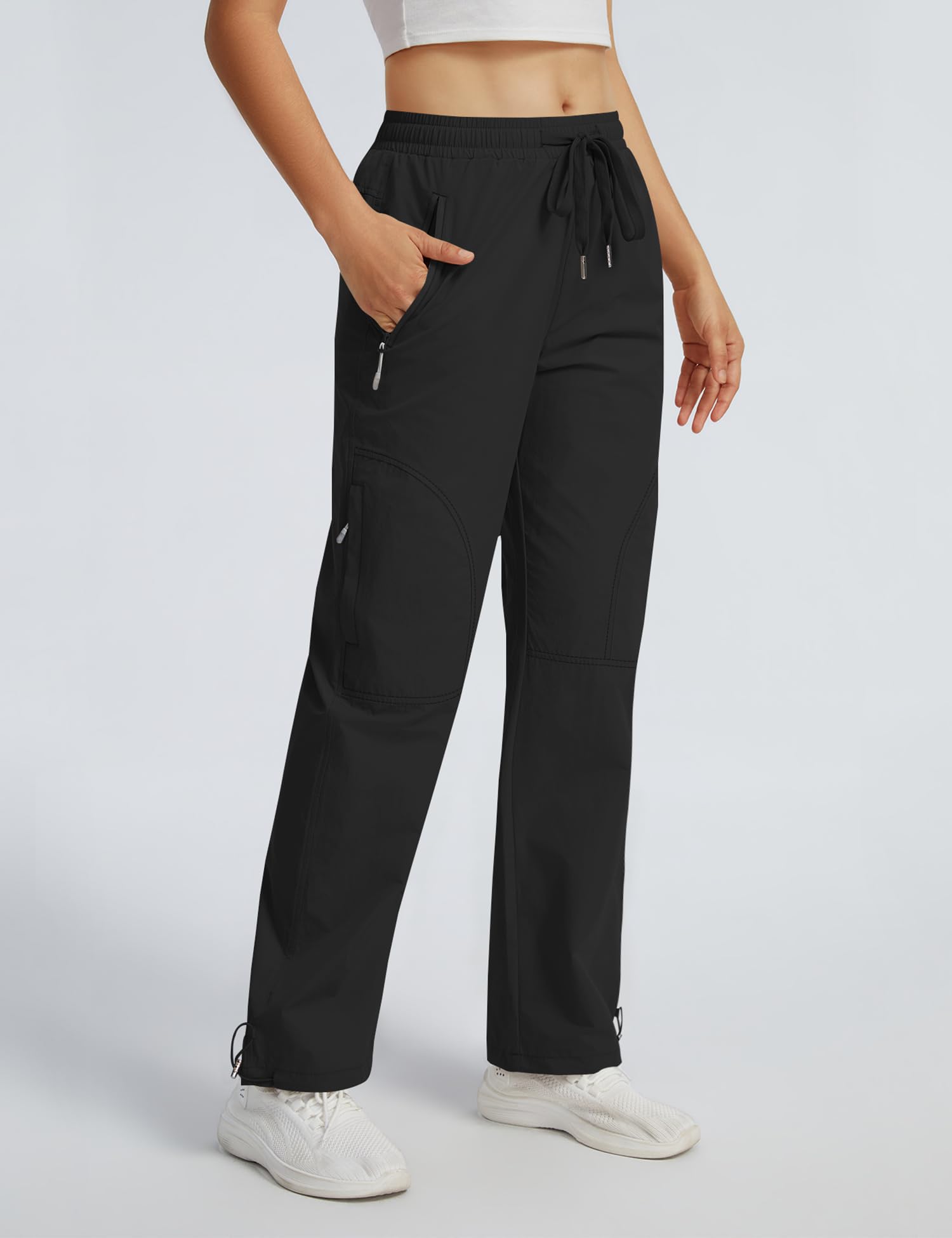 Rapbin Pantalon de randonnée pour femme - Léger - Séchage rapide - Respirant - Pantalon de trekking - Pantalon fonctionnel d'été avec poches zippées