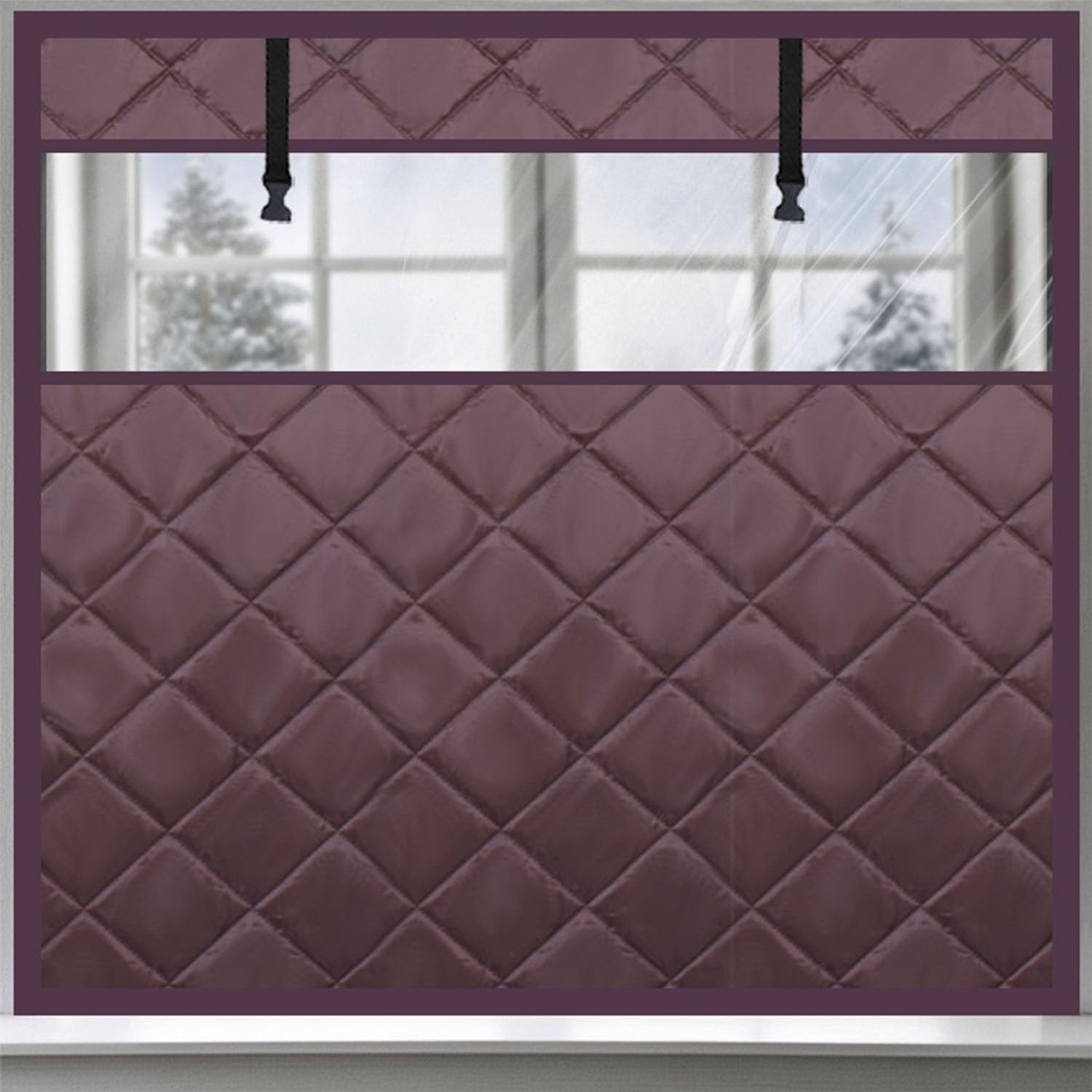 Isolierfolie Fenster Winter,Thermo Fensterabdeckung,Fensterisolierungsset Gegen Kälte,Wärmeschutzvorhang Fenster für Wohnzimmer,Schlafzimmer(Brown,150x290 cm)