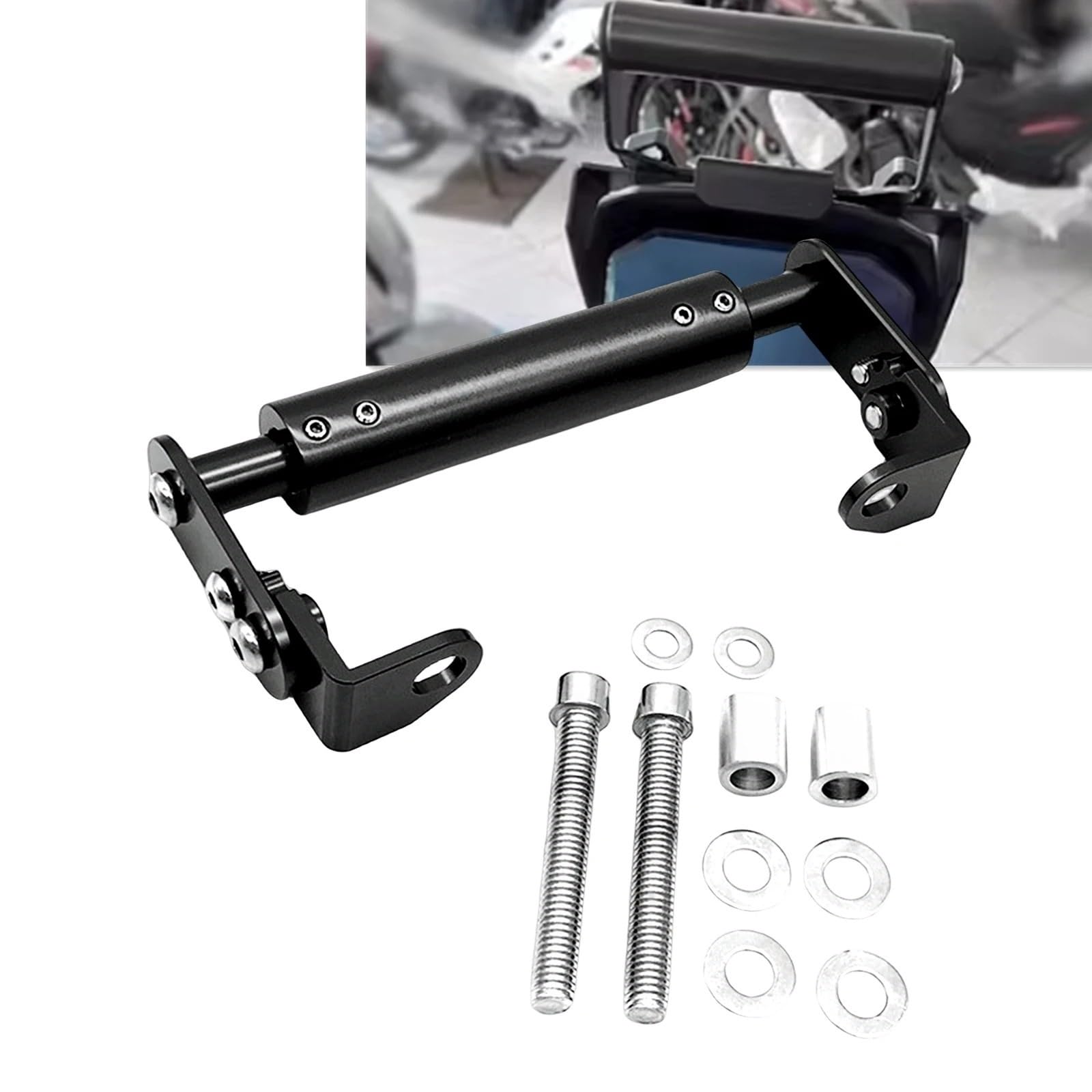 ESPYN Support Telephone Velo Moto Support De Navigation GPS pour Téléphone Portable De 22 Mm Barre D'extension Universelle pour Motos Tout-Terrain De Petite Cylindrée(Le Noir)