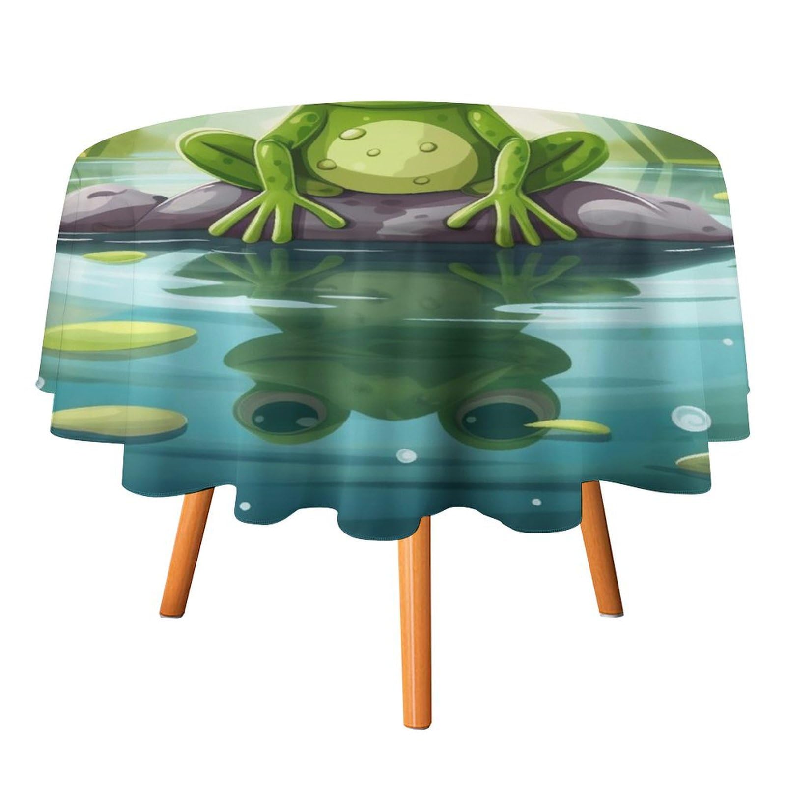 Nappe ronde grenouille et étang en tissu infroissable 177cm