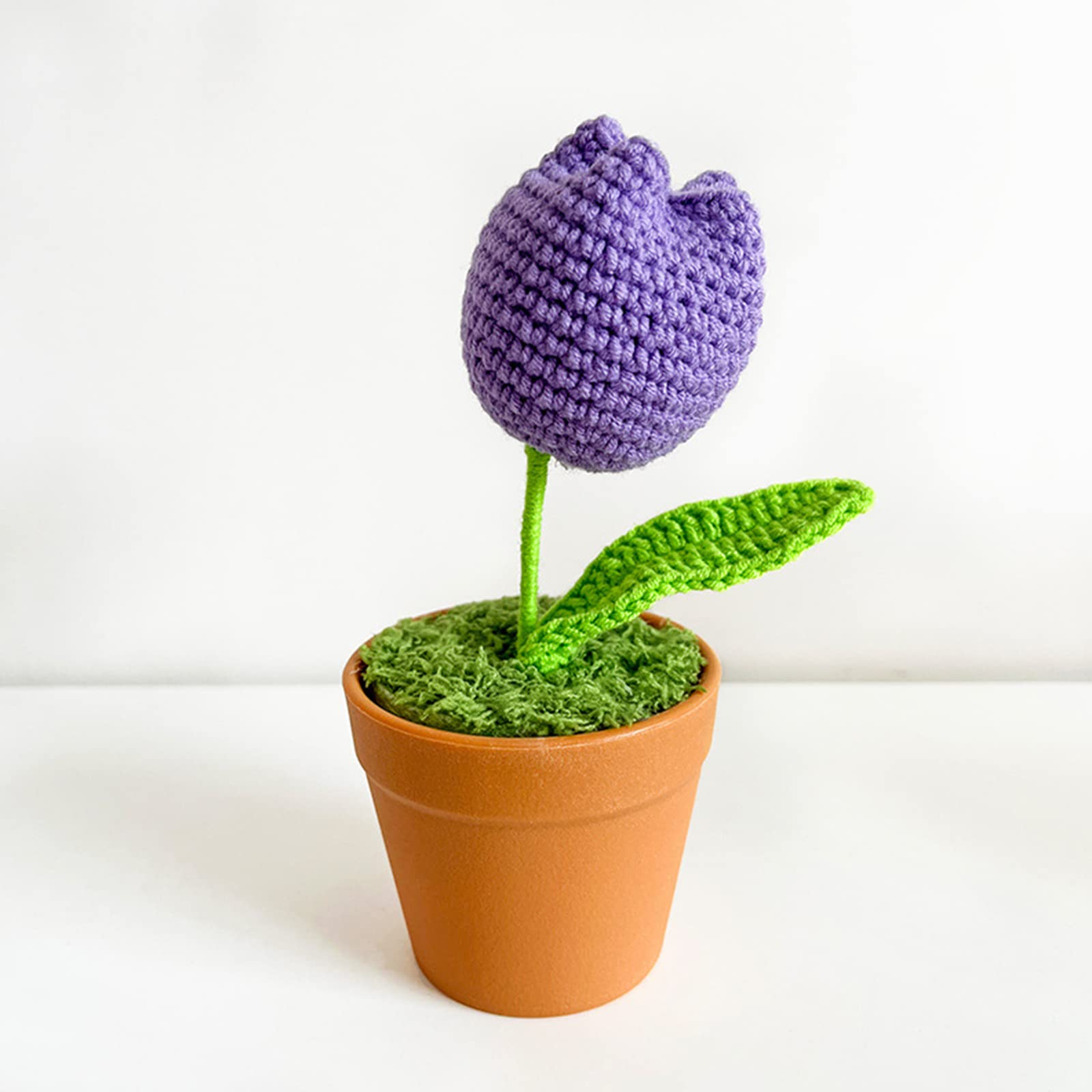 Nucelit Handwoven Bouquet Potted Knitted Floral Ornament Supplies for Wedding Birthday Dining Table Decoration Present Knitted Bouquet