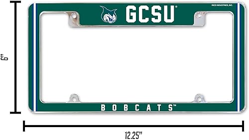 Miniatura 48 de Rico Industries Marco de matrícula estándar de la NCAA de 12 x 6 pulgadas, cromado para automóvil, camión, SUV (G-H-I-J-K escuelas)