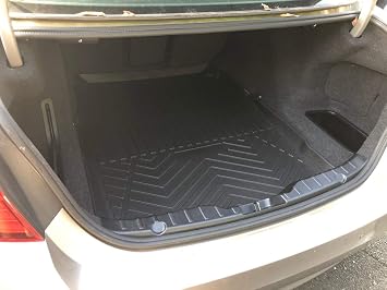 Rear Trunk Liner Tray Mat Pad for BMW 5-Series F10 M5 2011 2012 2013 2014 2015 2016 Floor Cargo Cover Protection Dirt Mud Snow All Weather Season Waterproof 3D Laser Measured Custom Fit C