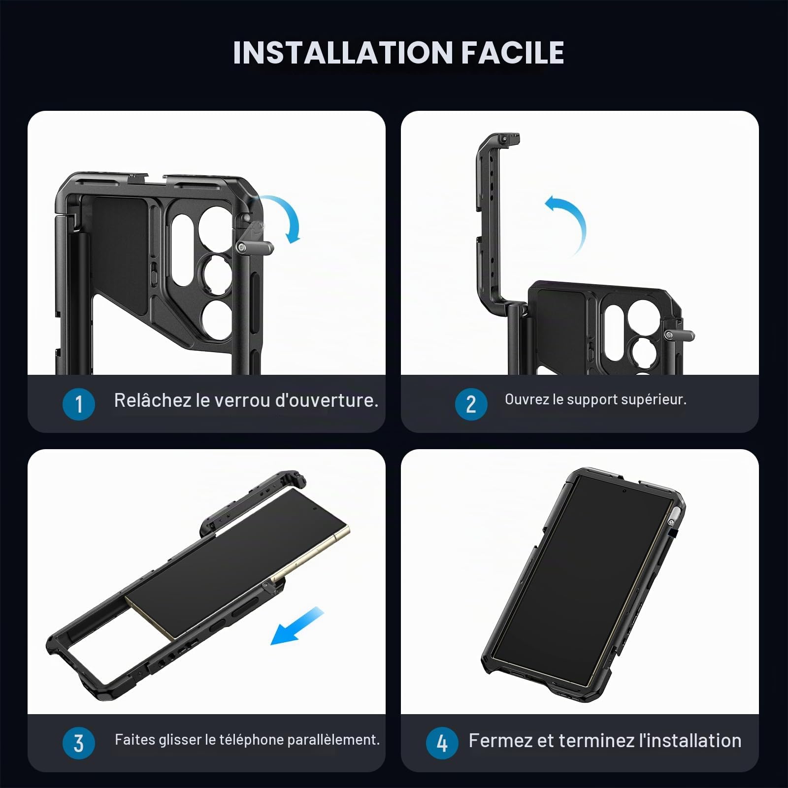 NEEWER S24 Ultra Cage pour Smartphone avec Adaptateur Filtre 67mm, Plaque arrière d'objectif 17mm, Adaptateur d'objectif à Monture T, Chiffon Nettoyage, stabilisateur vidéo pour Smartphone, PA042