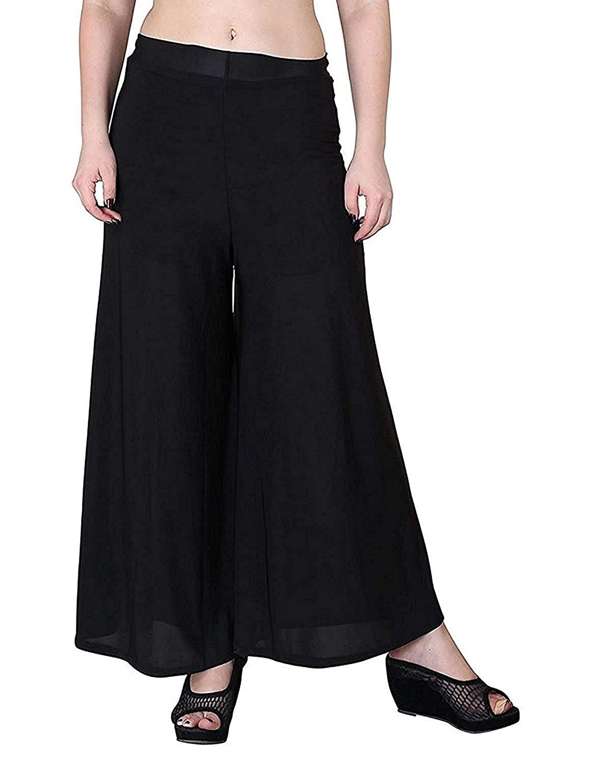 Girl's Plain Casual Wear Georgette Palazzo Pant (Black, Free Size)-image-5