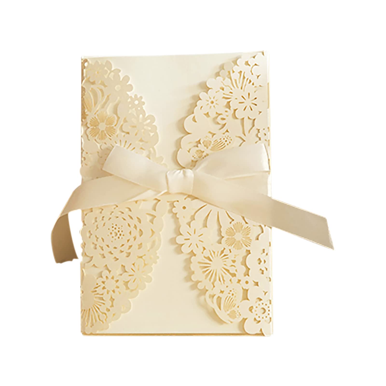 J/E 25PCS Hollow Out Wedding Invitations Cards with Envelopes Bowknot For Wedding Bridal Shower Engagement Greeting Card Anniversary Valentine Birthday Gift for Her Mum Wife Lovers