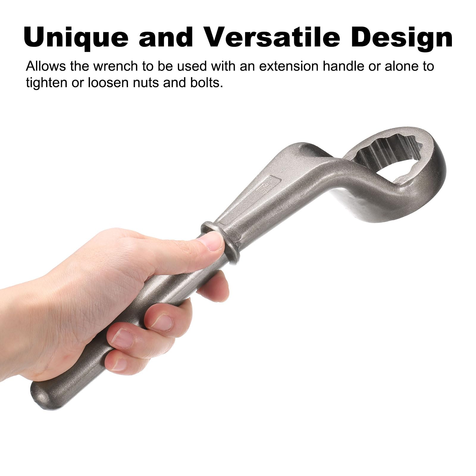 QUARKZMAN Llave Tubo Extremo Desviado 1-1/2" CR-V 12 Puntos Extremo Simple Desviado Llave Tubo Cuello Alto Apretar Y Remover Tornillos Y Sujetadores Gris Plateado