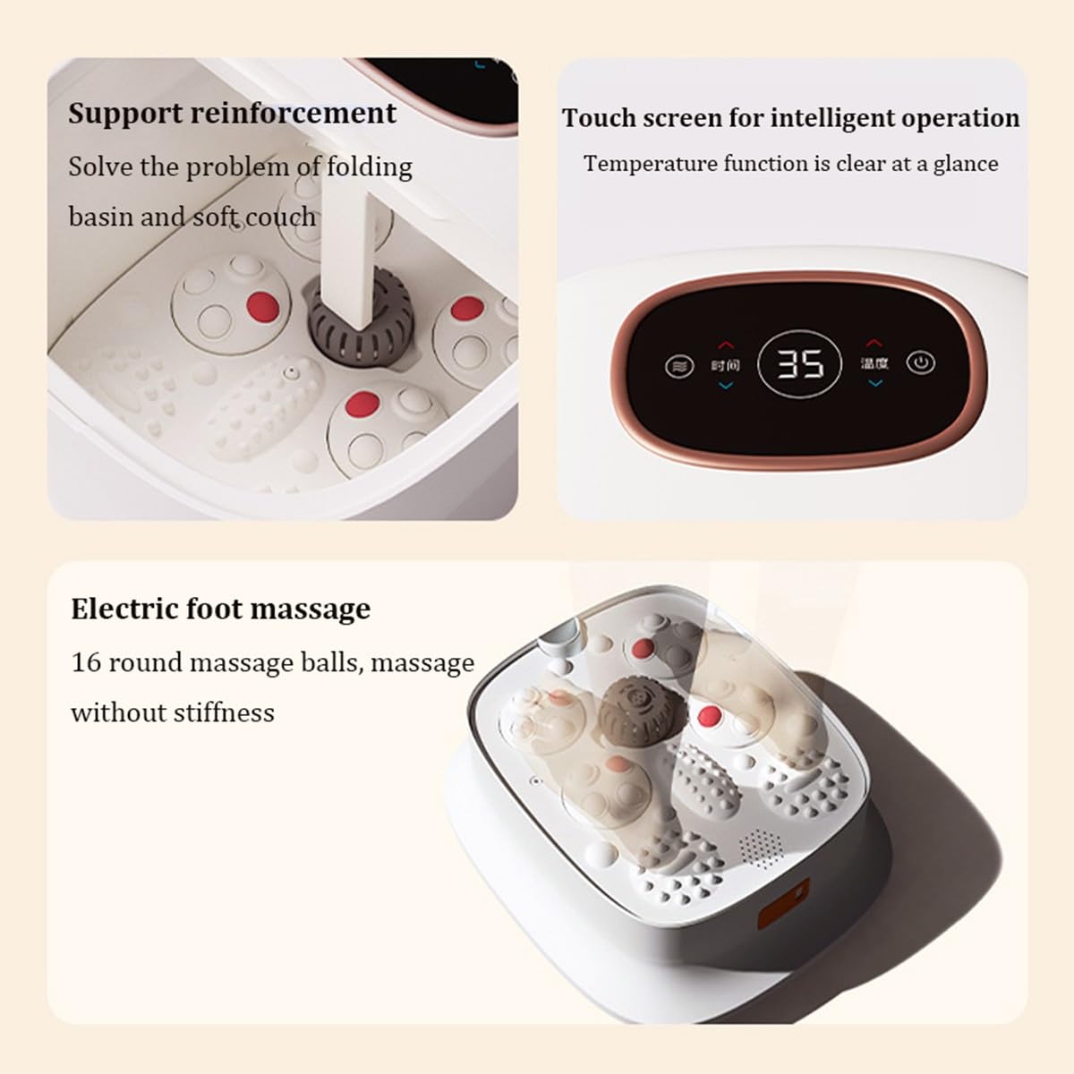 Spa para pies, Baño de pies，Masajeador de pies，Bañera Spa Masajeador Para Pies, con masaje y calefacción，con calentador y control de temperatura, para Relajar los Pies Cansados(Gray)