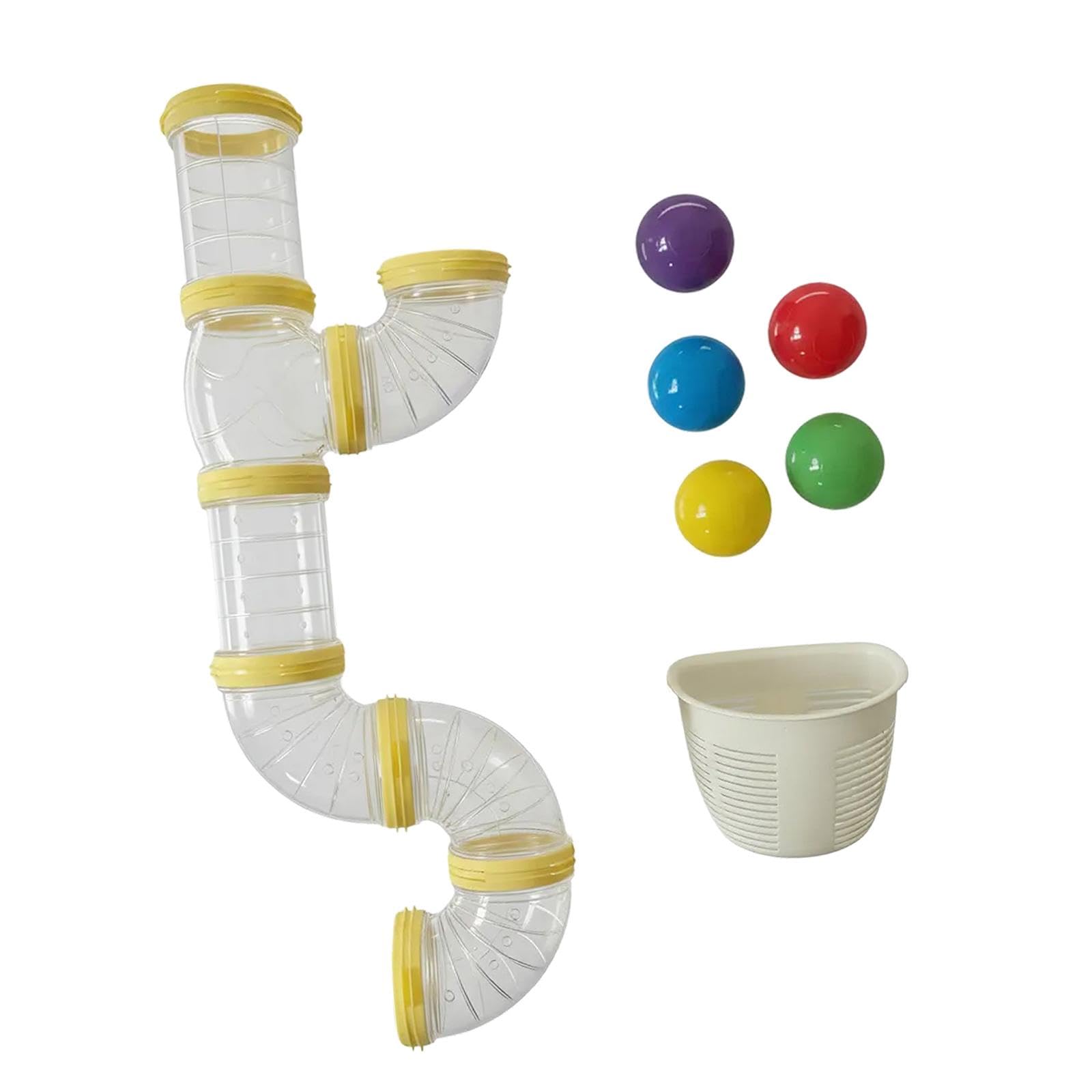 Amagogo Busy Board DIY Part Tube with Balls Sensory Board Parts Montessori Toy for Fine Motor Skills Learning Early Development Tunnel Sensory Board Accessories Preschool Classroom Home, yellow 57cm
