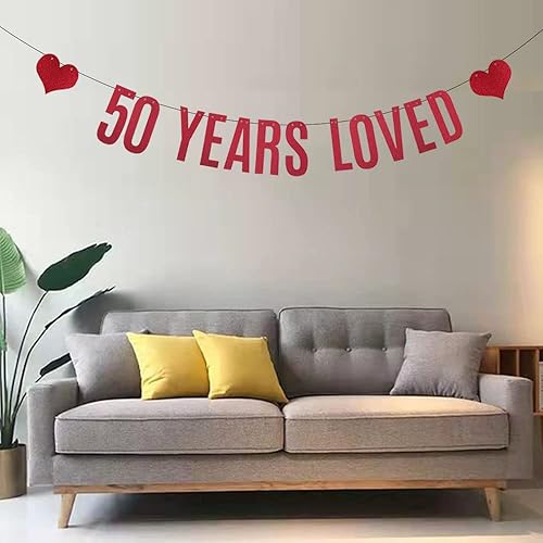 Miniatura 4 de Cartel de 50 años amado, pre-encordado, 50 años, 50 años, cumpleaños, boda, aniversario, fiesta, banderines, accesorios de fotos, suministros de