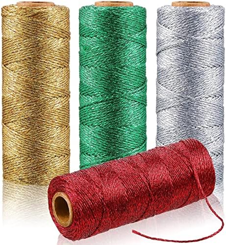 TERRIFI Wrapping Twine String, 4 Rolls Gift Packaging Wire, 110 Yards ...