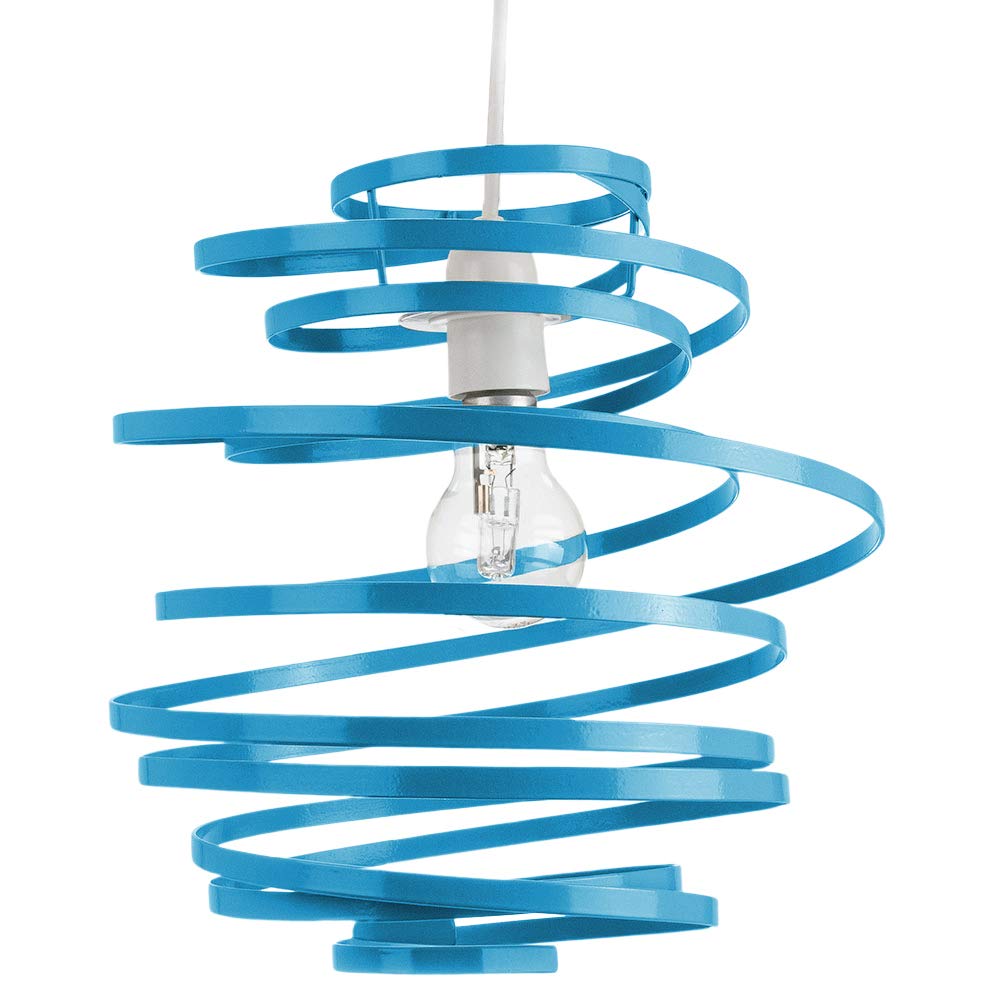 Happy Homewares Teal Gloss Metal Ribbon Swirl Pendant Light