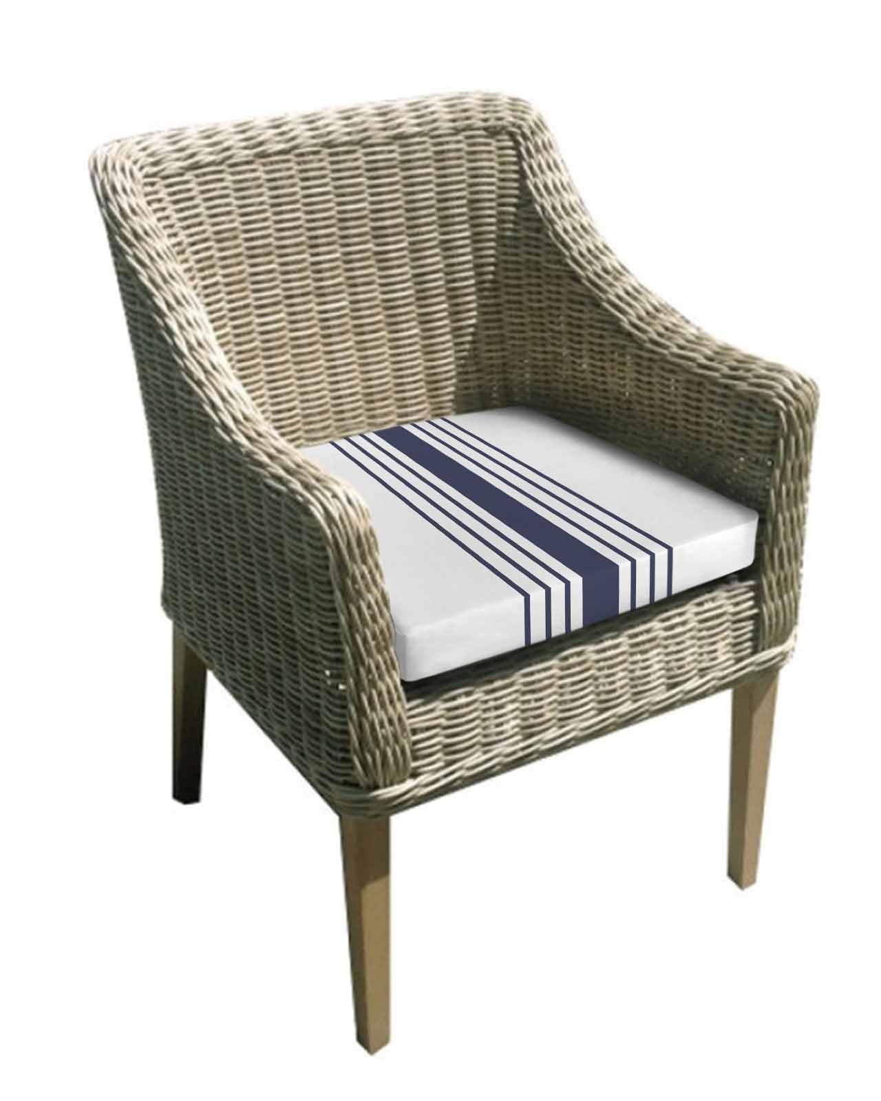 2 Pack Blue Vertical Striped Waterproof Cushion Covers with Ties, Outdoor Patio Chaise Lounge Chair Seat Cushion Slip Covers Replacement(Only Cover) White Minimalist Modern 24