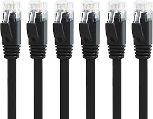 Yauhody Cat6 Ethernet Patch Cable - Network Internet Cord - Snagless RJ45 Connector, 250MHz, 1000Mbps,UTP, Pure Bare Copper Wire for PC,TV, printers, routers, PS5, PS4, switch boxes(3ft 6 Pack, Black)