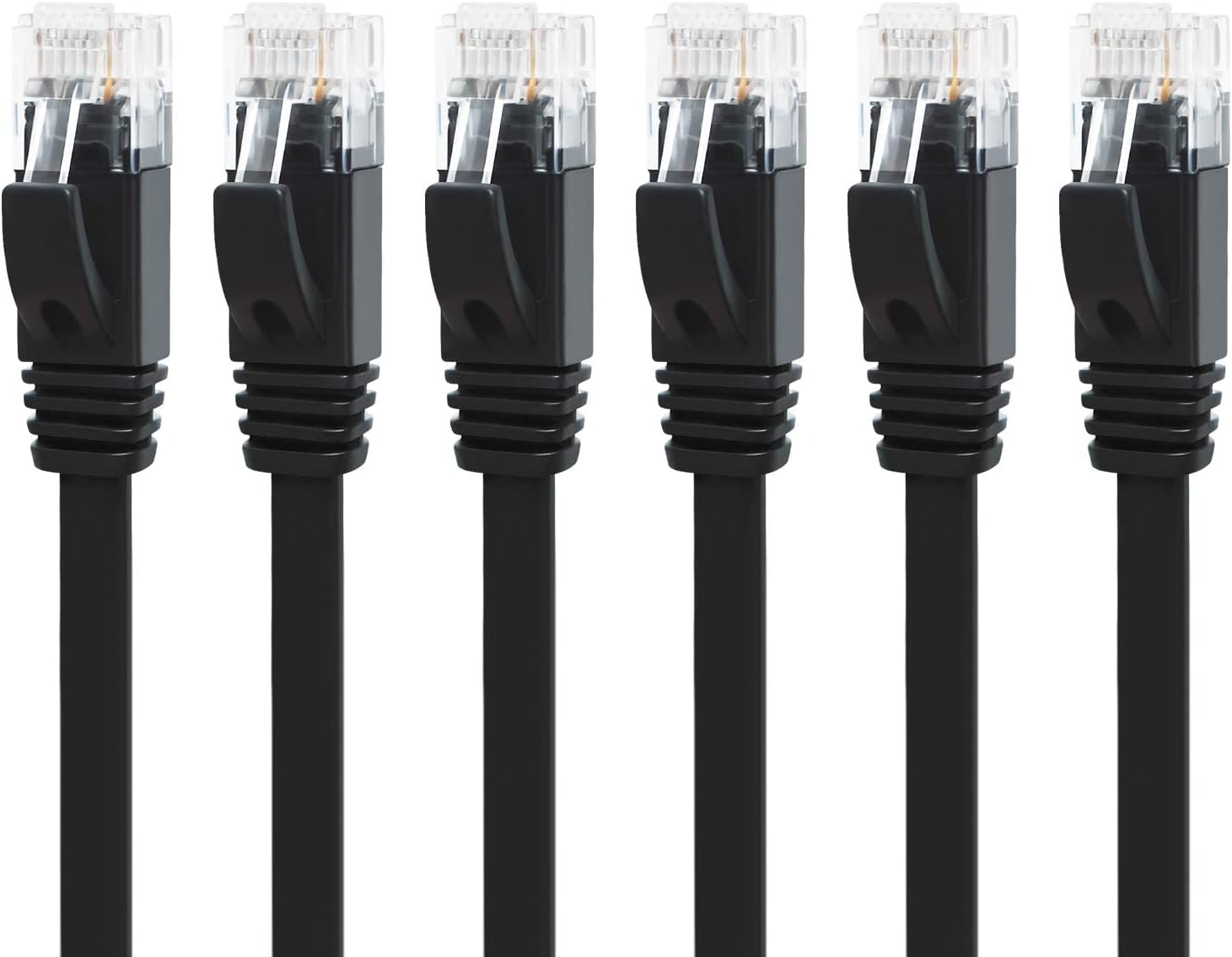 Yauhody CAT6 Ethernet Cable - 1m Black Pack of 6, High Speed Gigabit Internet LAN Patch Cable for TV, Gaming, Router