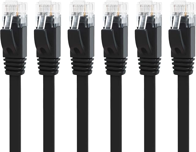 Yauhody Cat6 Ethernet Patch Cable - Network Internet Cord - Snagless RJ45 Connector, 250MHz, 1000Mbps,UTP, Pure Bare Copper Wire for PC,TV, printers, routers, PS5, PS4, switch boxes(3ft 6 Pack, Black)
