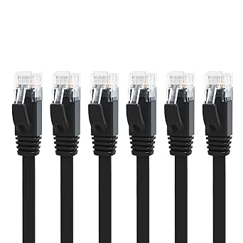 Yauhody CAT6 Ethernet Cable - 1m Black Pack of 6, High Speed Gigabit Internet LAN Patch Cable for TV, Gaming, Router