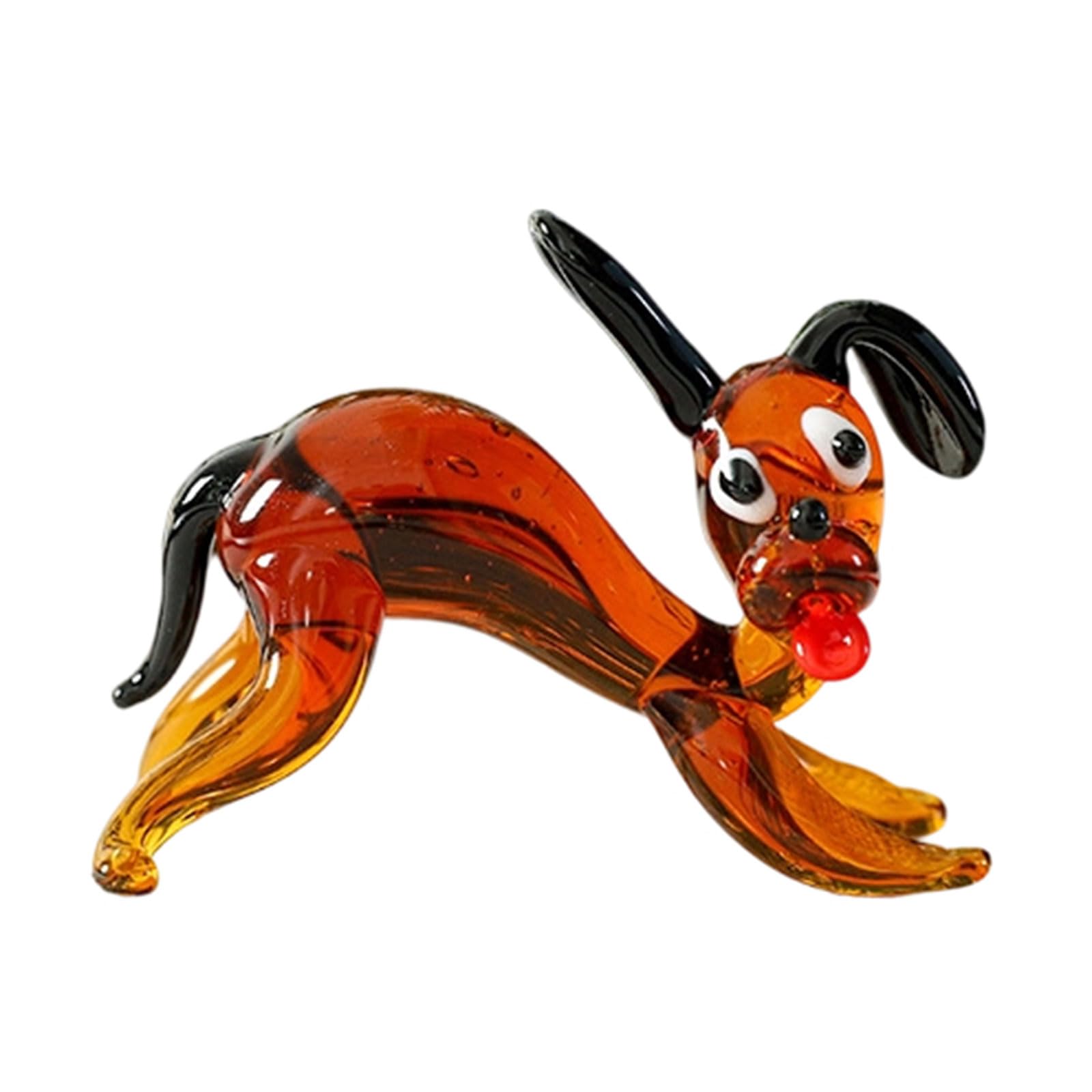 Adorable Glass Dog Miniature Figurine Handcrafted Decoration for Home Desk Shelf and Room Collectible Ornament Gift Small Glass Animal Decors