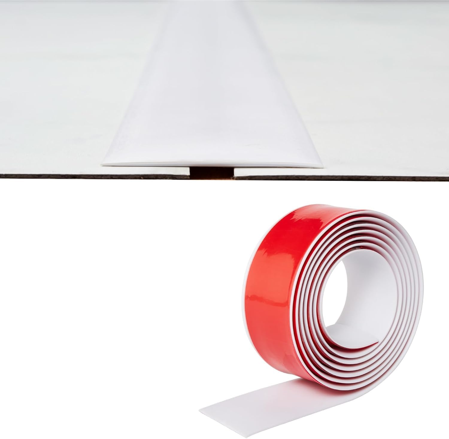PVC Floor Transition Strip-2mm Thick×5cm Wide,Laminate Floor Cover Strips Self Adhesive Door Bar Divider Strip Flat Flooring Edge Joining Trim(6M,White) — image 1