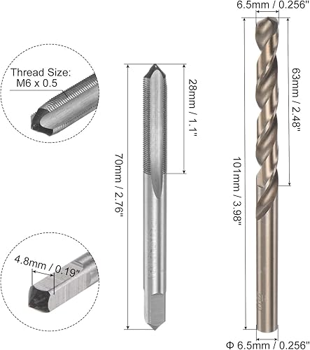 Miniatura 2 de uxcell Juego de grifos y bits, M6 x 0.5 H2 mano izquierda recta flauta máquina rosca de fresado de rosca, 0.256 in M35 cobalto de alta velocidad de