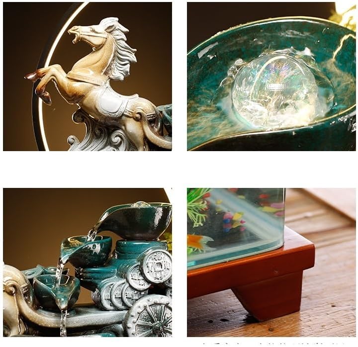 Indoor Fountain Tabletop Fountain Chinese Style Flowing Water Ornaments Landscape Fish Tank Living Room Small Fountain Waterfall Office Creative Decoration Tabletop Fountain