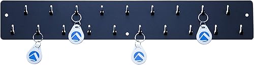 Miniatura 2 de Llavero industrial, acero con recubrimiento en polvo, 19 ganchos, mantiene llaves, insignias de reloj de tiempo y otros artículos organizados y de