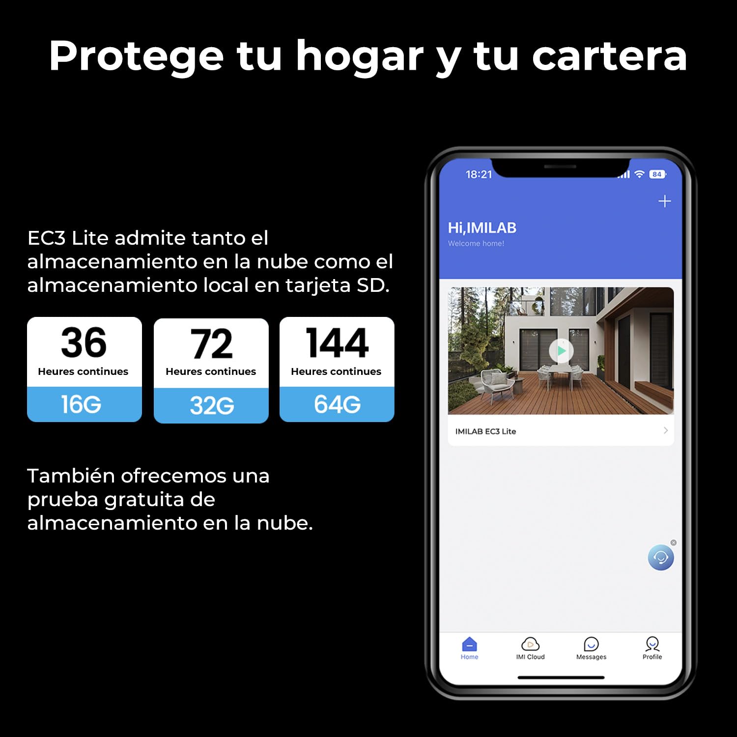IMILAB 3MP/2K WiFi Cámara de Seguridad Exterior, Visión Nocturna en Color, Detección de Personas, Audio Bidireccional, Alertas de Movimiento, Compatible con Xiaomi Home, microSD hasta 256 GB(EC3 Lite)
