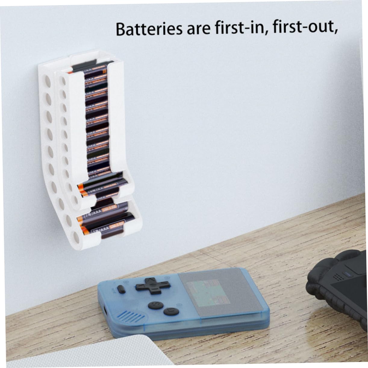 KALLORY Wall Mounted Battery Holder Organizer Durable Battery Dispenser Items Space Saving Design for Home Office Use