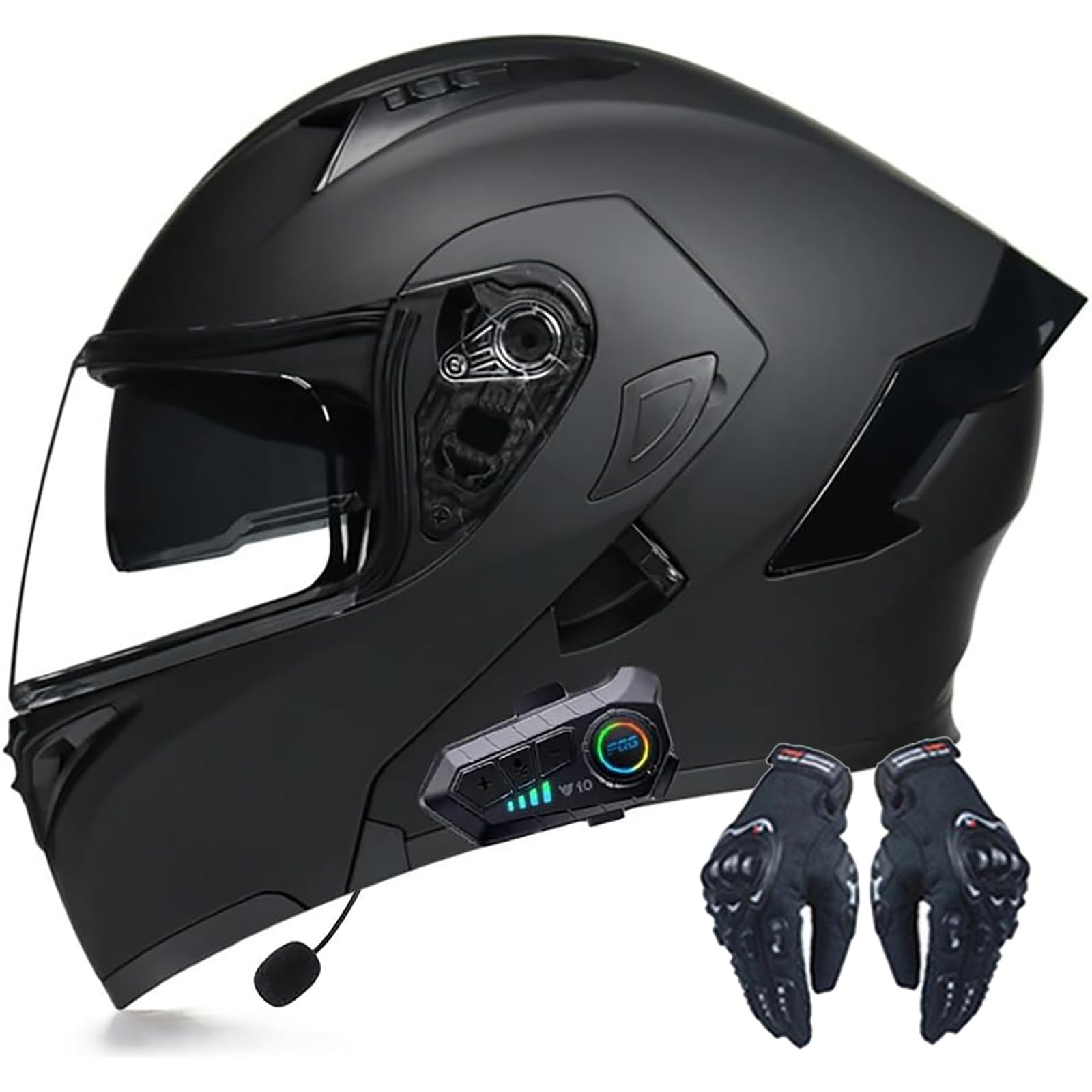 Helmets Bluetooth Integrated Modular Motorcycle Helmet, Double Visor, Detachable Lining - Suitable for Men and Women