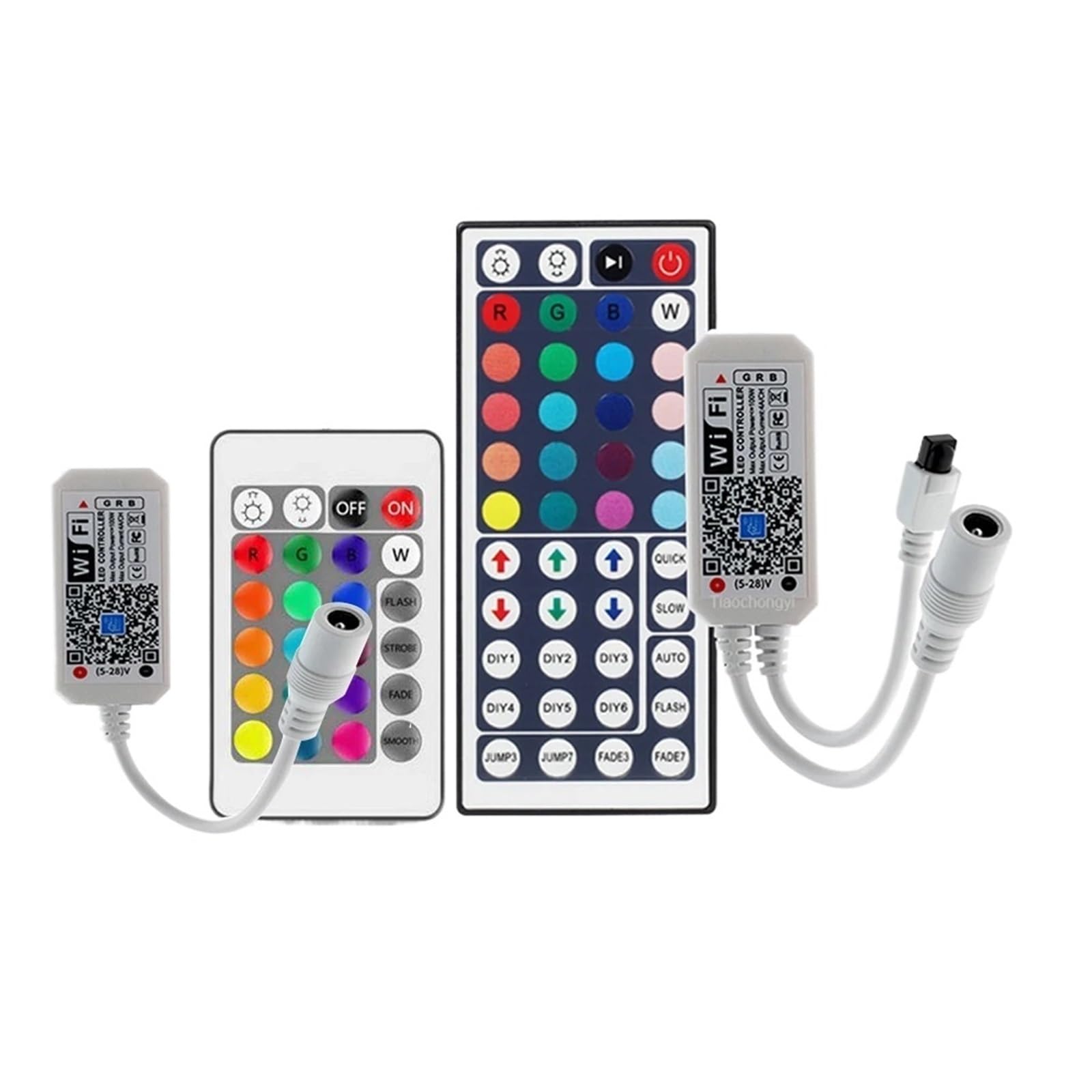 Controlador LED RGB WiFi inteligente con control remoto de aplicación de teléfono inteligente por voz IR RF de 44 teclas y 24 teclas, adecuado for tiras de luz LED DC5V-24V 5050 RGB (Color : WiFi RGB