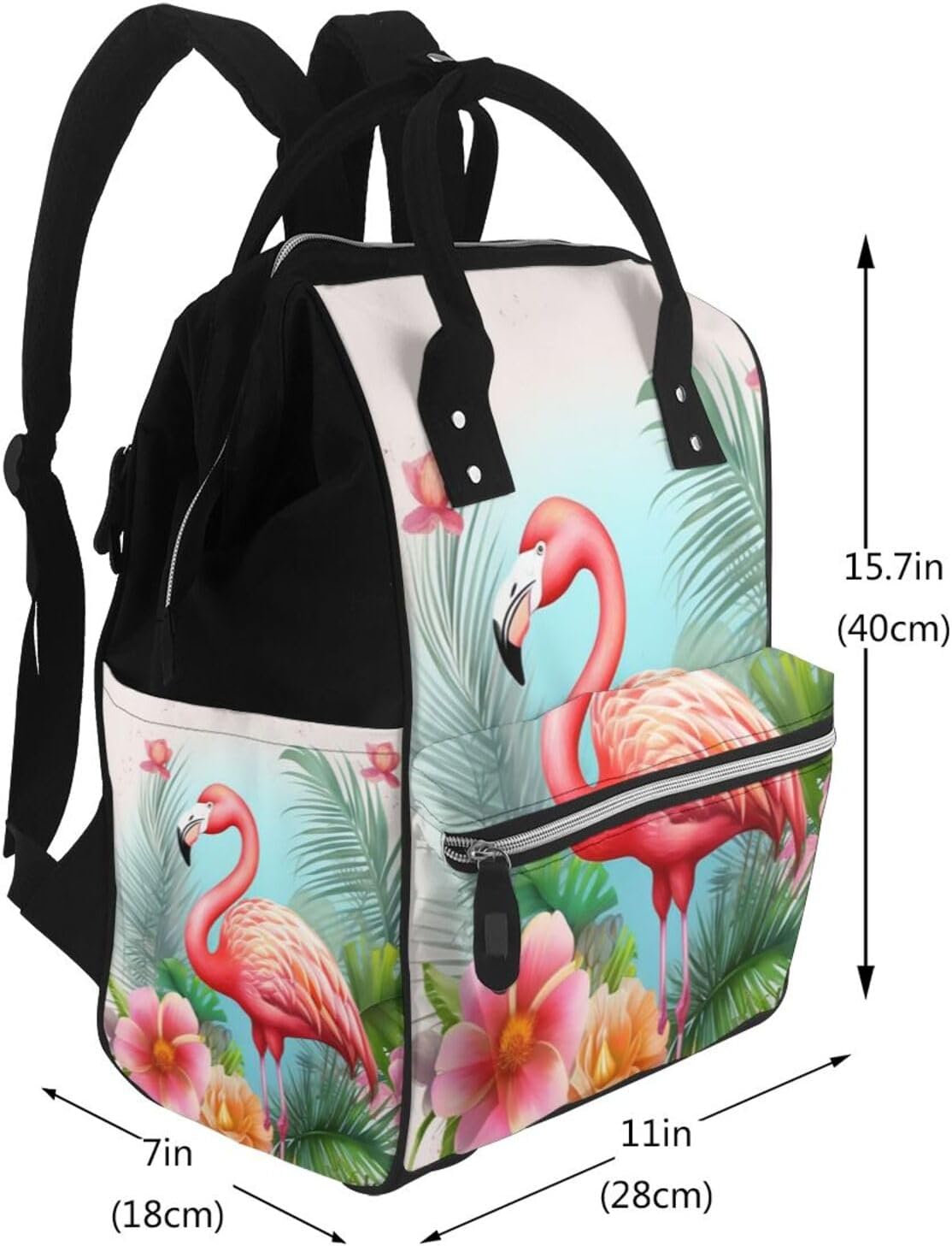 Tropical Flamingo Diaper Bag Large Capacity Travel Backpack image 2