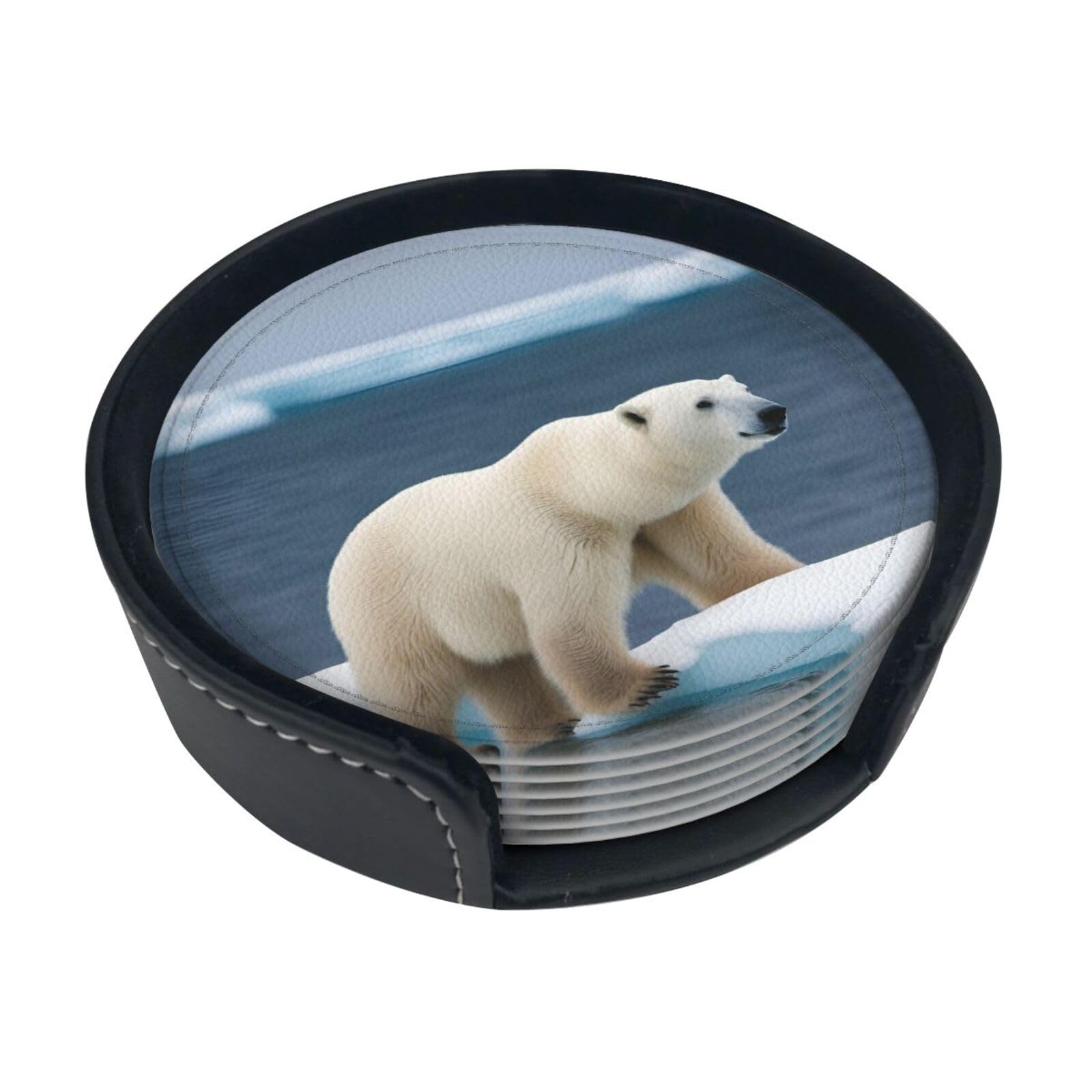 Lot de 6 dessous de verre ours polaire durables en polyuréthane haute qualité