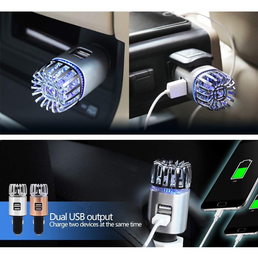 Samochodowy oczyszczacz powietrza Loniser odświeżacz usuwa dym pyłkowy nieprzyjemny zapach i zapachy z kablem USB 3 w 1, AB