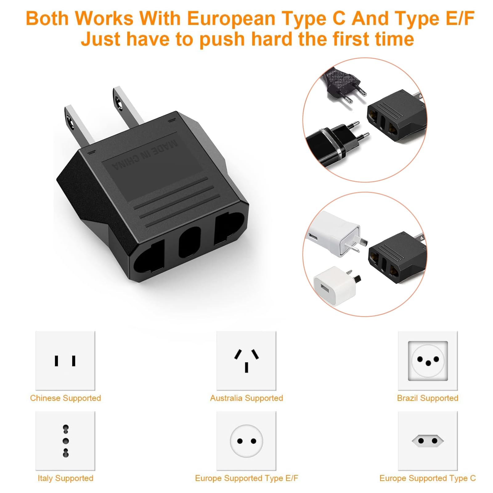 Clomnpe 6PCS Adattatore Presa Americana, Adattatore da Viaggio per spina Europea a Americana, Adattatore Presa Italiana a Spina Americana, Adattatore Universale Europea a USA/US/Canada/Messico, Tipo A