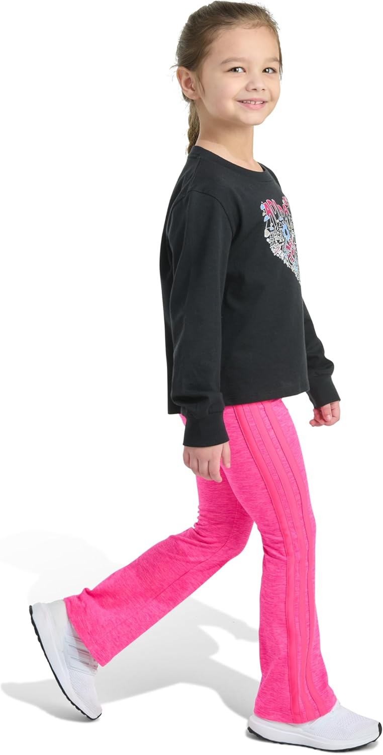 adidas baby-girls 2-piece Long Sleeve Graphic Tee & Flare Pant Set - Image 2