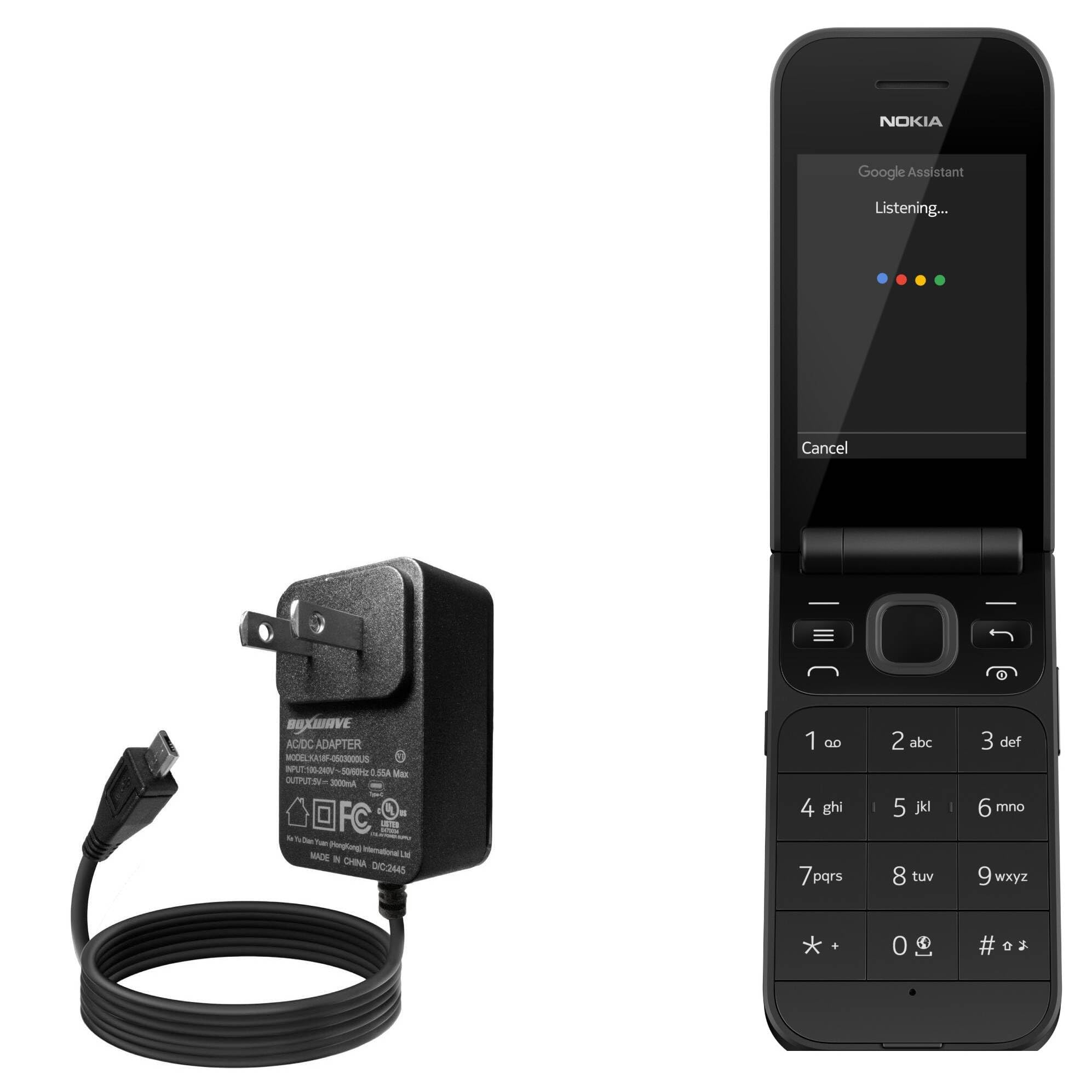 BoxWave Charger Compatible with Nokia 2720 Flip - Wall Charger Direct (15W), Rapid Charge Your Device with Built-in 3ft Cable