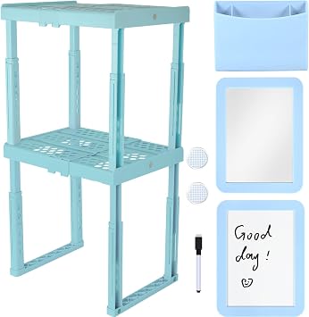 Svartur Blue Locker Accessories Set with Adjustable Locker Shelf and Pink Magnetic Locker Decor Kit for School Locker Organizer for Work