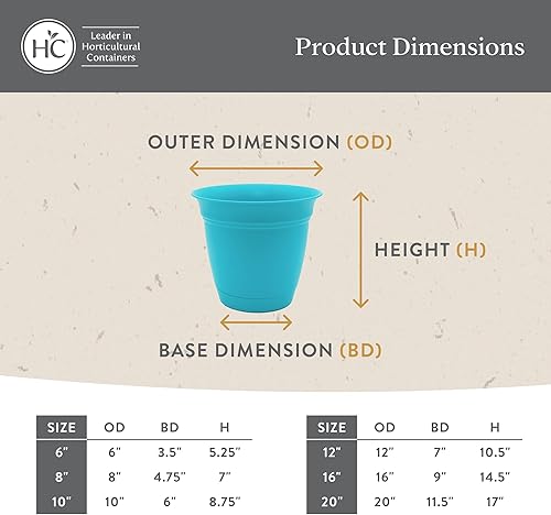 Miniatura 5 de The HC Companies Eclipse Maceta redonda de 6 pulgadas, con platillo, maceta para interiores y exteriores, para flores, verduras y hierbas, capuchino