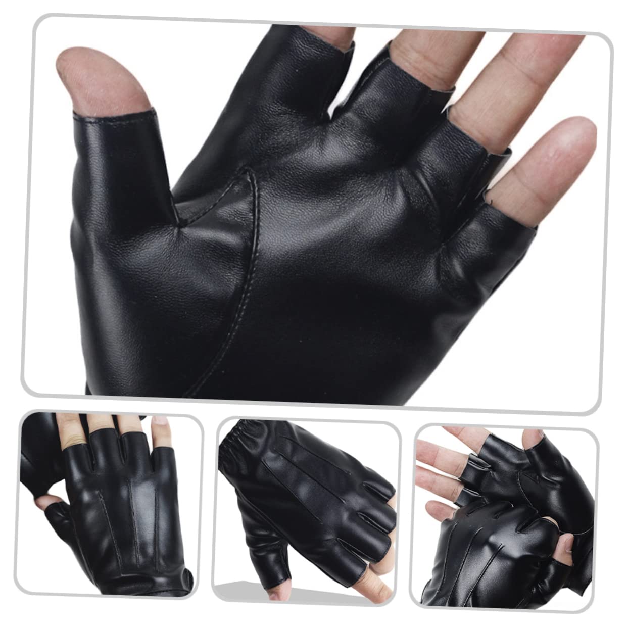 YARNOW 5pares Guantes De Fitness Reutilizables De Piel PU para Ciclismo y Pesca Guantes De Dedos Cortos Antideslizantes y Transpirables Actividades Al Aire