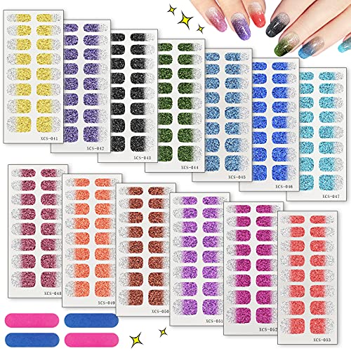 Nagellack Aufkleber, Farbverlauf Nagelsticker, 13 Blatt Selbstklebende Nagelkunst Aufkleber, Nail Art Aufkleber mit…