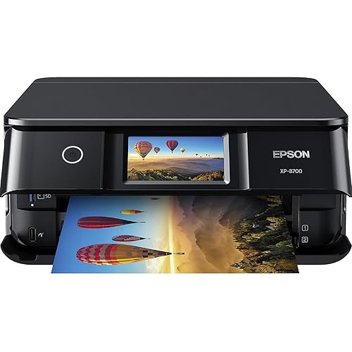 Epson Expression Photo XP-8700 Wireless All-in-One Printer with Built-in Scanner and Copier and 4.3" Color Touchscreen, Black