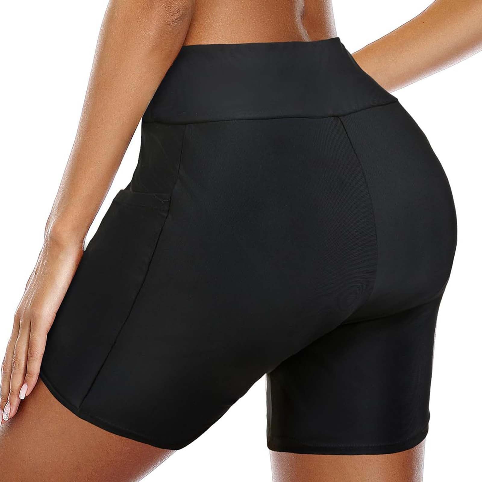 Short de Bain Femme, UV UPF50+ Maillot Culotte Bikini Taille Haute avec Poches Femme Respirable